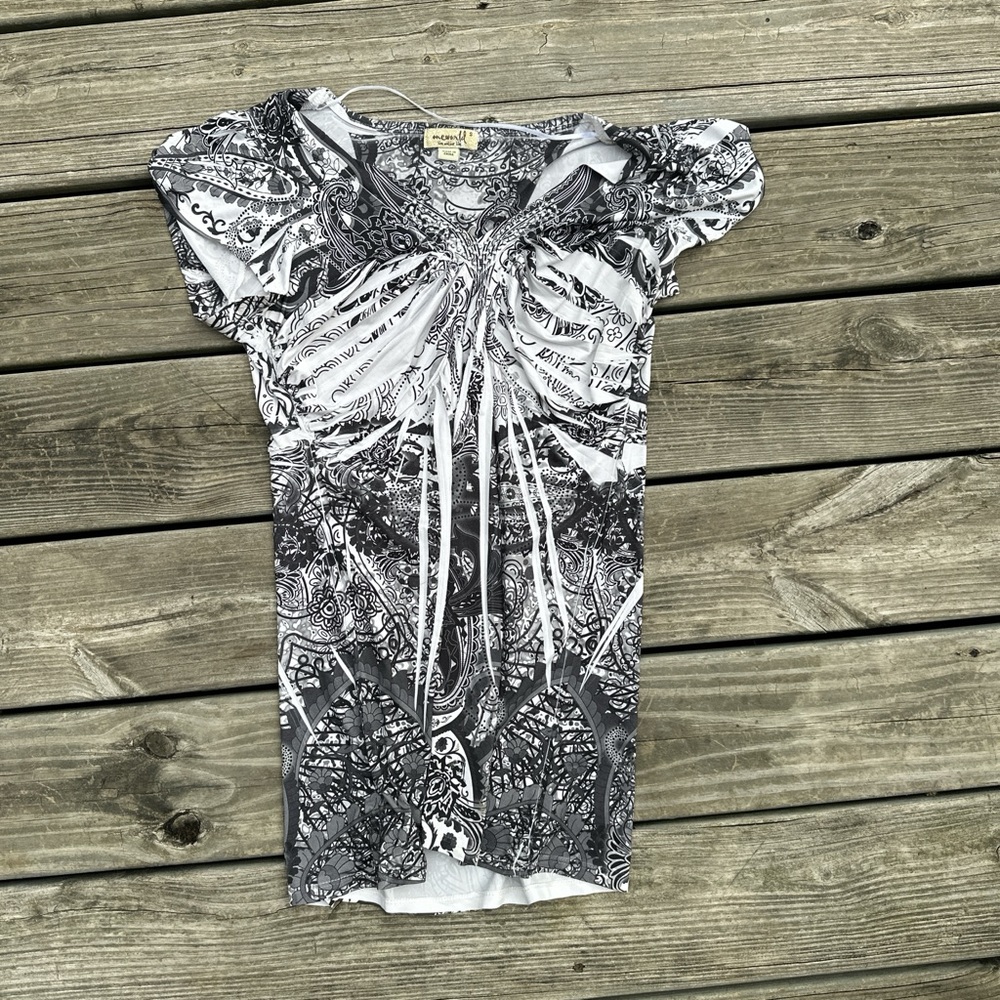ONE WORLD‎ Monochrome Abstract Women's Blouse